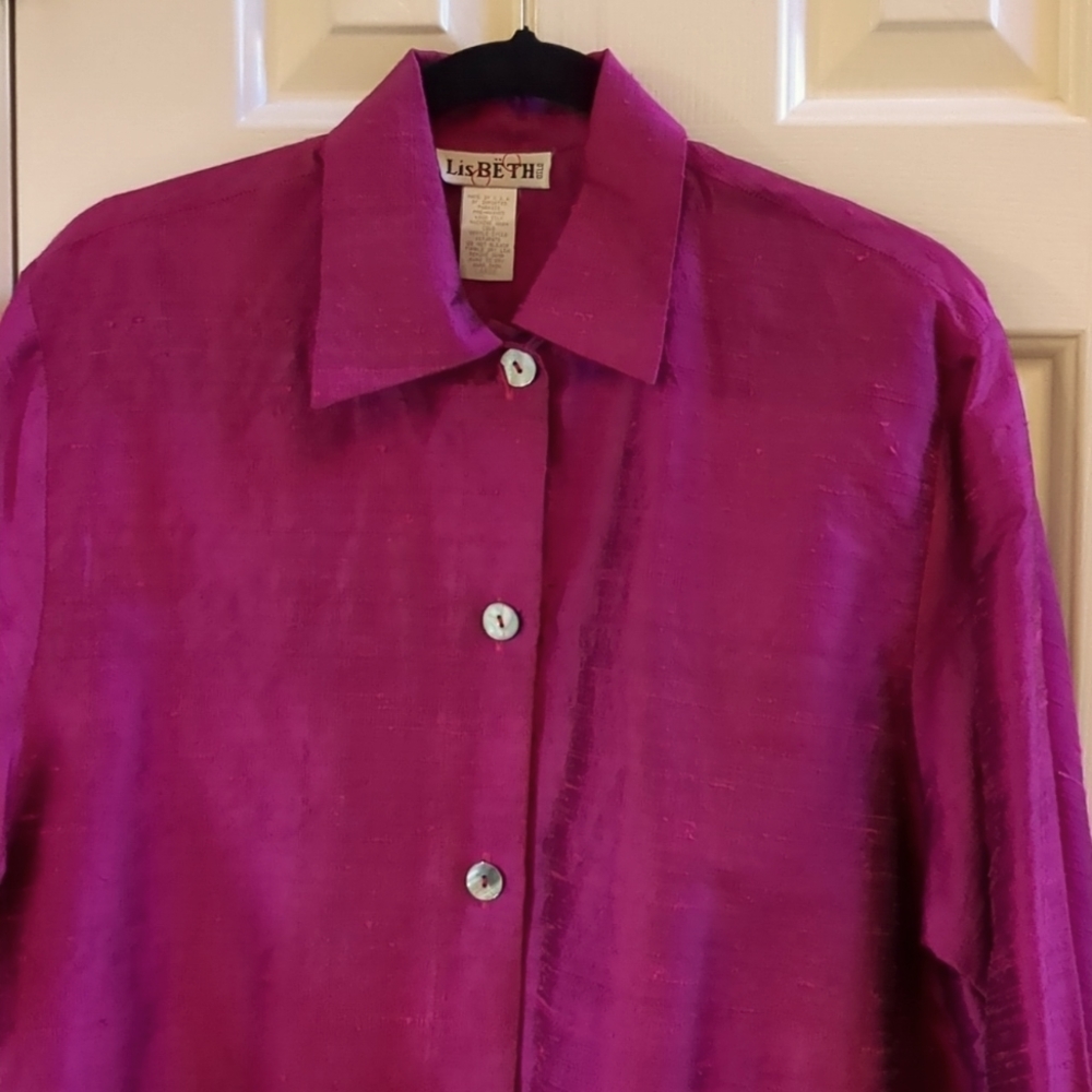 Women's raspberry Silk dress top, Lisbeth.  Large